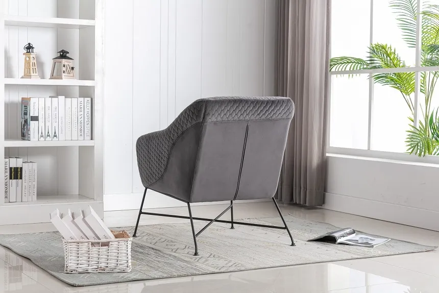 Cleo Accent Chair - Grey, Velvet