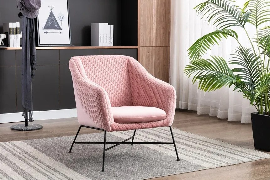 Cleo Accent Chair - Pink, Velvet