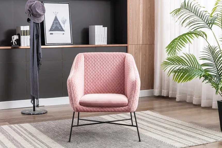 Cleo Accent Chair - Pink, Velvet