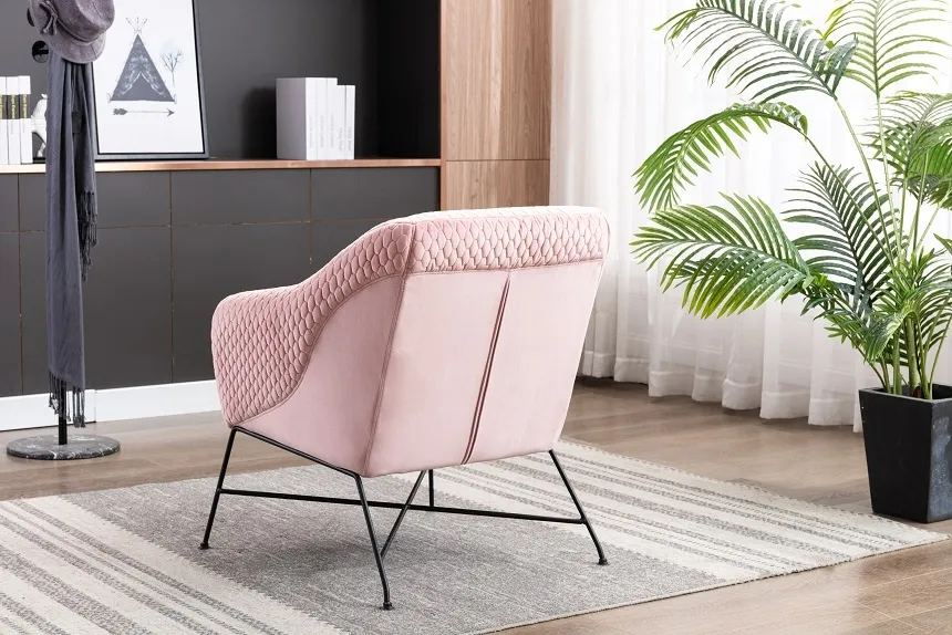 Cleo Accent Chair - Pink, Velvet