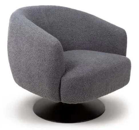 Club Swivel Accent Chair - Grey, Fabric