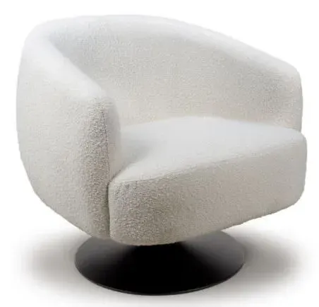 Club Swivel Accent Chair - Ivory, Fabric