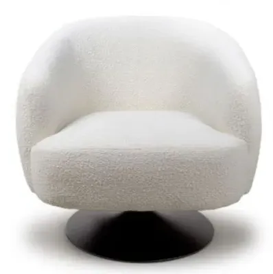 Club Swivel Accent Chair - Ivory, Fabric image