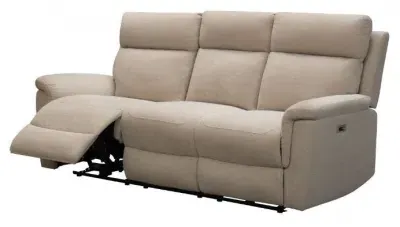 Detroit 3-Seater Electric Recliner Sofa - Natural, Fabric
