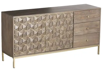Elyse 2 Door Sideboard - Grey, Mango Wood