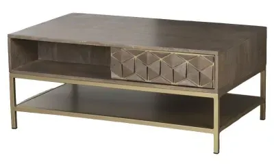 Elyse Mango Wood Coffee Table with Shelf - Grey image