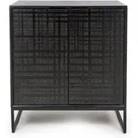 Fusion 2 Door Drinks Cabinet with Drawer - Black, Mango Wood