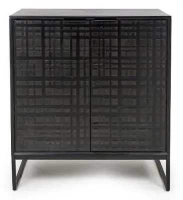 Fusion 2 Door Drinks Cabinet with Drawer - Black, Mango Wood