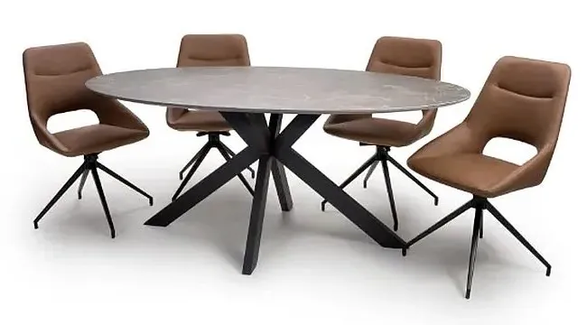 Galaxy 6-Seater Oval Dining Table - Brown, Ceramic
