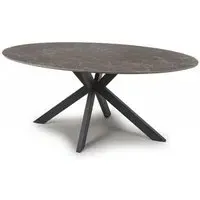 Galaxy 6-Seater Oval Dining Table - Brown, Ceramic