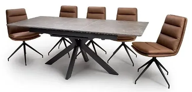 Galaxy Extendable Dining Table - Brown, Ceramic