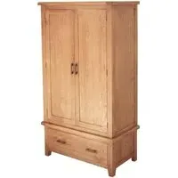 Hampshire Oak 2 Door 1 Drawer Double Wardrobe - Natural