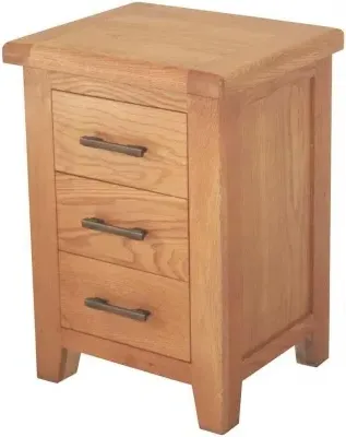 Hampshire Oak 3 Drawer Bedside Cabinet - Natural Lacquered image