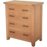 Hampshire Oak 4 Drawer Chest - Natural Lacquered