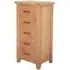 Hampshire Oak 5 Drawer Narrow Chest - Natural Lacquered