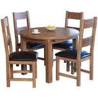 Hampshire Oak Round Extending Dining Table - Natural