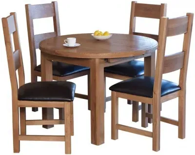 Hampshire Oak Round Extending Dining Table - Natural image