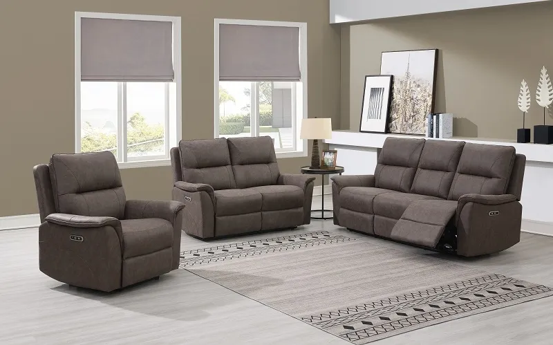 Kansas 2-Seater Power Reclining Sofa - Truffle, Faux Leather
