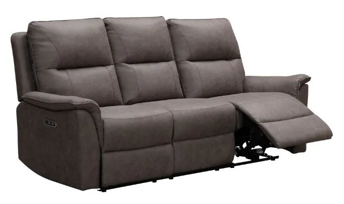 Kansas 3-Seater Power Reclining Sofa - Truffle, Faux Leather