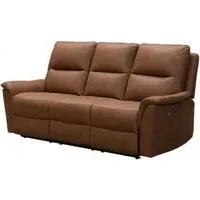 Kansas 3-Seater Reclining Sofa - Tan, Faux Leather