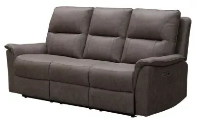 Kansas 3-Seater Reclining Sofa - Truffle, Faux Leather