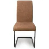 Loft Cantilever Dining Chair - Tan, Faux Leather