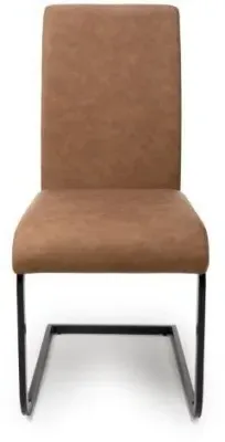 Loft Cantilever Dining Chair - Tan, Faux Leather