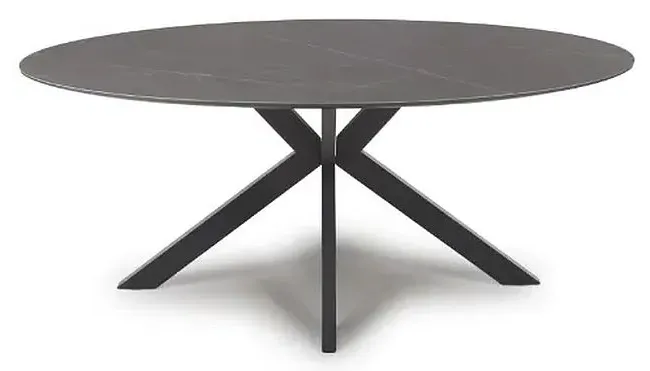 Lunar 6-Seater Oval Dining Table - Grey, Ceramic