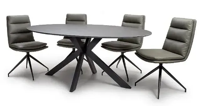 Lunar 6-Seater Oval Dining Table - Grey, Ceramic