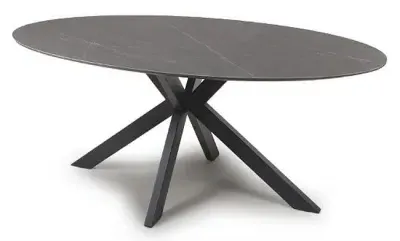 Lunar 6-Seater Oval Dining Table - Grey, Ceramic