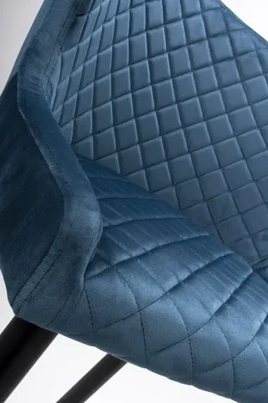 Malmo Bar Stool with Back - Blue, Velvet