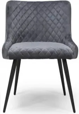 Malmo Dining Chair Set of 2 - Grey, Velvet