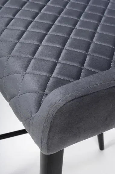 Malmo Fabric Stool with Back - Grey, Velvet