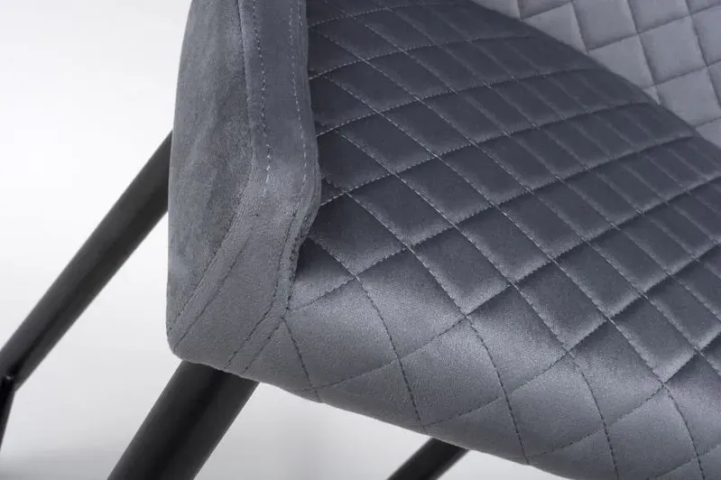 Malmo Fabric Stool with Back - Grey, Velvet