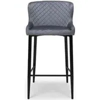 Malmo Fabric Stool with Back - Grey, Velvet