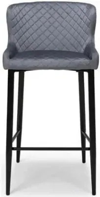 Malmo Fabric Stool with Back - Grey, Velvet image