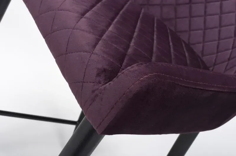 Malmo Fabric Stool with Back - Purple, Velvet