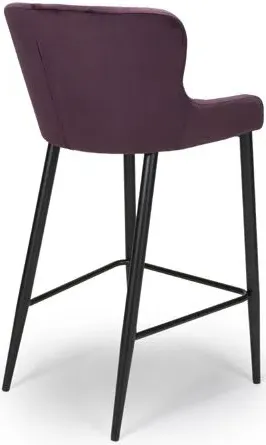 Malmo Fabric Stool with Back - Purple, Velvet