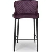 Malmo Fabric Stool with Back - Purple, Velvet