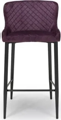 Malmo Fabric Stool with Back - Purple, Velvet
