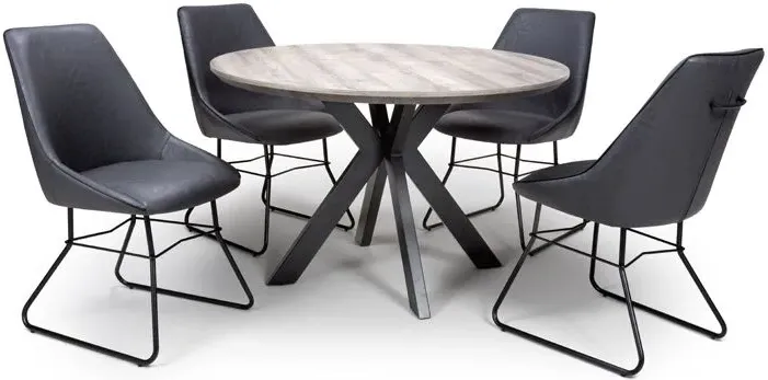 Manhattan 4-Seater Round Dining Table - Grey