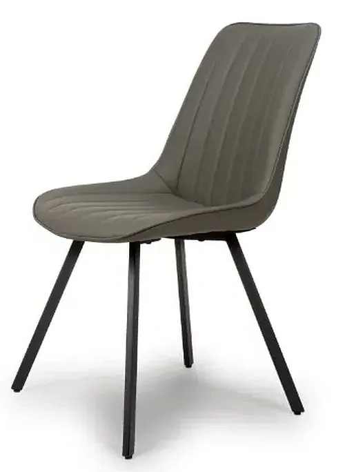 Miro Dining Chair Set of 2 - Grey, Faux Leather