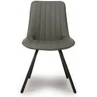 Miro Dining Chair Set of 2 - Grey, Faux Leather