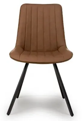 Miro Dining Chair Set of 2 - Tan, Faux Leather