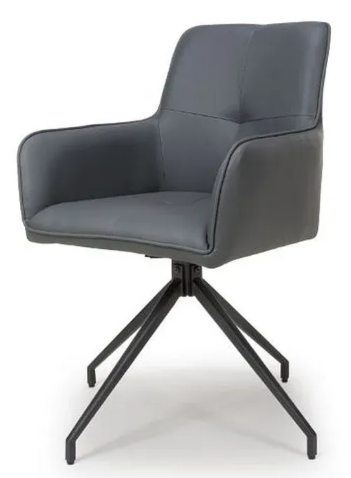 Nix Swivel Dining Chair - Grey, Faux Leather