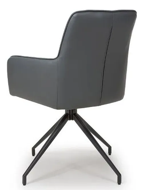 Nix Swivel Dining Chair - Grey, Faux Leather