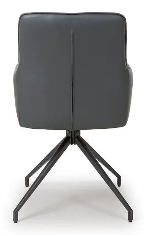 Nix Swivel Dining Chair - Grey, Faux Leather