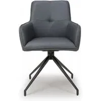 Nix Swivel Dining Chair - Grey, Faux Leather