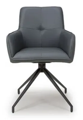 Nix Swivel Dining Chair - Grey, Faux Leather