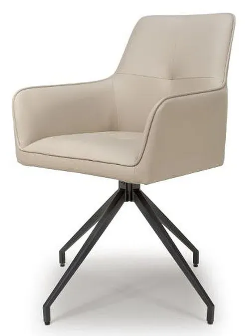 Nix Swivel Dining Chair - Taupe, Faux Leather
